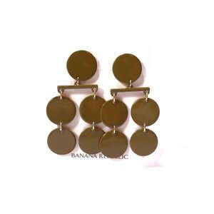Banana Republic Women's Shiny Enamel Happy Dot Chandelier Earrings Khaki NWT 50